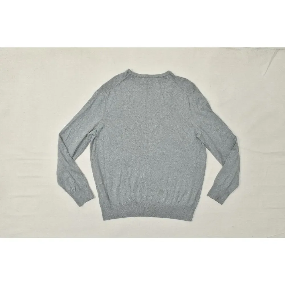 Banana Republic Luxury Blend V-Neck Sweater Men's XL Gray Silk Cotton Cashmere